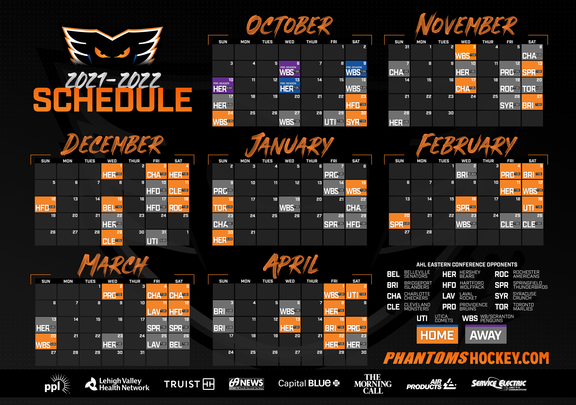 Schedule Lehigh Valley Phantoms
