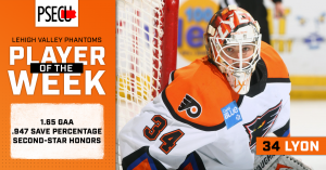 Alex Lyon PSECU Player of the Week